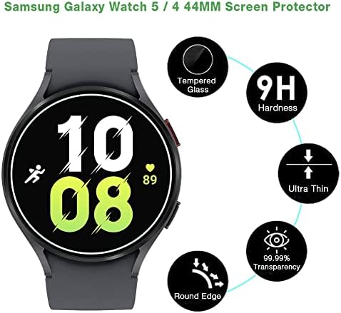 Lucxxi компатибилен со Samsung Galaxy Watch 5 заштитник на екранот, 3 пакет со темперамент стакло заштитник на екранот за Galaxy