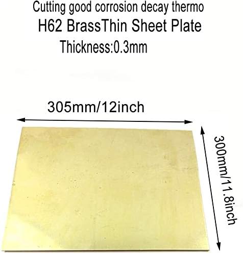 Lecknight H62 месинг плоча метал DIY експериментална дебелина 0,3мм, ширина 300мм/ 11,8inch, долга 305мм/ 12инч 1 парчиња месинг плоча