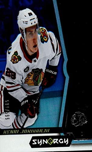 2018-19 UD Synergy Blue Hockey 80 Henri JOKIHARJU SER/599 Чикаго Блекхакс Официјална трговска картичка во НХЛ од горната палуба