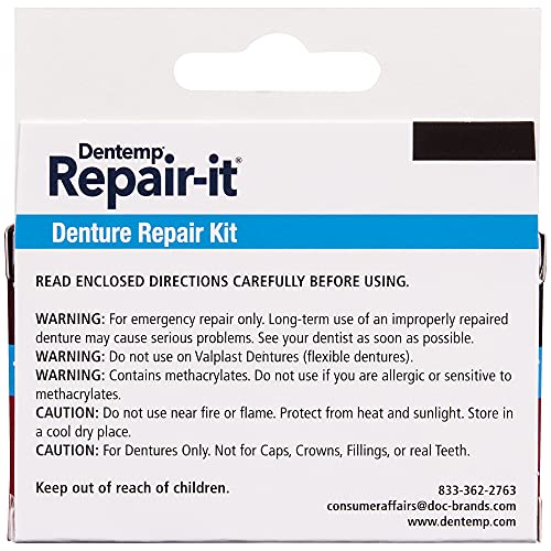 Комплет за поправка на протеза за поправка на Dentemp и Reline -It Relinger Reliner - Комплет за протези - Поставете и затегнете
