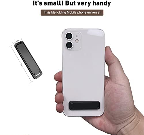 Wansurs [2 пакувања] мини телефонски кикстанд црна пецива боја мобилен телефон стап, виткање невидлива преносна метална мобилен