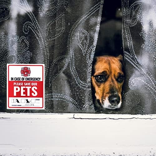 6 x налепници за предупредување за домашни миленици за куќа - самолепливо спасување налепница на нашите миленичиња - отпорни на УВ, водоотпорно,