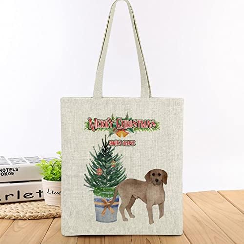 Среќни Божиќни миленичиња Дог од Санта, Помошник на санта, садови, бор со bellвона, кутии за подароци, торба за жена, смешна естетска торба