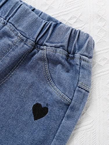ЛОЛОДА Бебе мали девојчиња фармерки Еластични панталони од панталони од панталони од панталони за влечење со џебни црни и сини 9-12