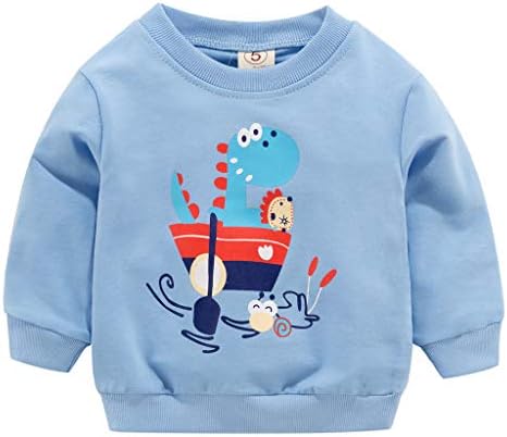 Дете дете бебе момче момче облека со долг ракав цртан филм печатено маици врвови момчиња 4T џемпери