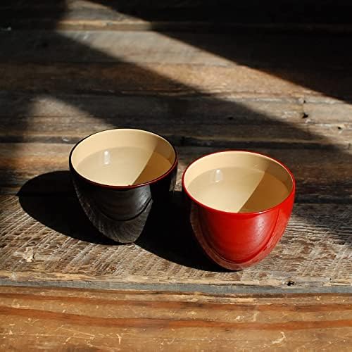 Ипинка Јапонски традиционални лакарани чаши за чај и рато - сет од 2 - црна и црвена - издржлив и елегантен дизајн - направен во Кјото,