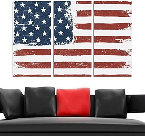 3 панели врамени платно wallидни уметности САД со знаме на масло со модерни домашни уметности подготвени да висат 12 x24