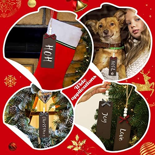 12 парчиња Божиќно порибување Име ознака за дрво за порибување ознаки дрвени ознаки кучиња порибување ознаки со биволи карирани