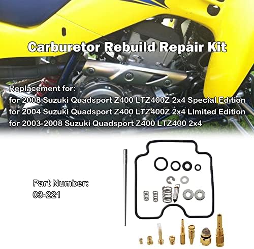 Замена на комплетот за поправка на карбураторот Munirater Carburetor Carb за 2003-2008 година Suzuki Quadsport Z400 LTZ400 2x4 03-221
