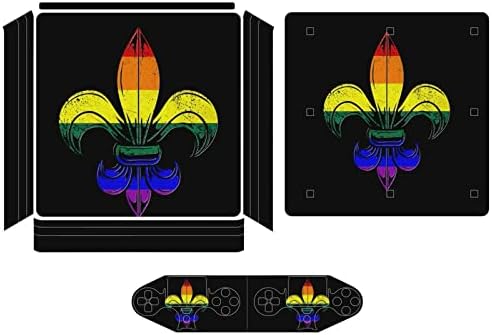 Гроздобер ЛГБТ -гордото знаме Fleur de Lis PVC Леплива налепница на налепница за заштита на кожата за PS4 PRO/PS4 тенок контролер