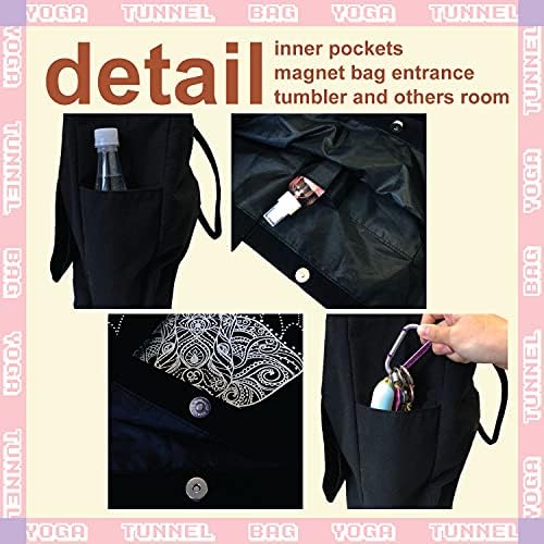 Buro Chakra тематска јога мат памучна торба со торбичка со џеб за носач на мат екстра џеб внатре