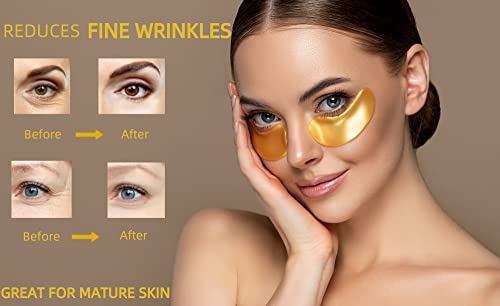 Beauty Studio & Co. Под закрпи за маска за очи, 24K злато маска за очи, третман на подлога за очи за темни кругови, торби за