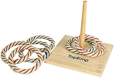 Topemp Ring Foots Games со 6pcs слама прстени на отворено забавна семејна игра за задниот двор, забава или канцеларија за деца и возрасни
