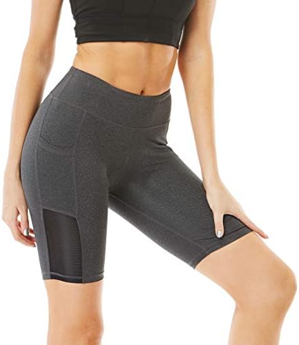 NESESD женски јога шорцеви за контрола на стомакот за контрола на атлетска вежба спортска спортска велосипед шорцеви со џебови