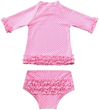 Nimiya Toddler Baby Girls Rash Guard Long Sleeve 2-парчиња костим за капење Постави пол-Дот бикини за капење костуми за капење