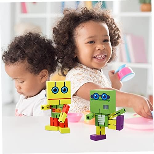 Toyvian 1pc Робот Играчка Градежни Блокови За Деца Трансформирање Робот Деца Едукативни Играчки Загатка Блок Дрвени Блокови Детски