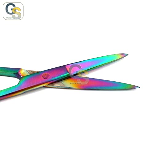 Сет од 10 мулти титаниум бои Виножито ирис ножици 4,5 директен и заоблен не'рѓосувачки челик од онлајн продавница G.S