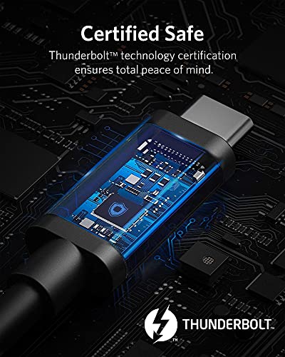 Anker Thunderbolt 4 Кабел 2.3 ft, Поддржува 8k Дисплеј / 40gbps Пренос на Податоци / 100w ПОЛНЕЊЕ USB C ДО USB C Кабел, За Тип-C MacBooks,