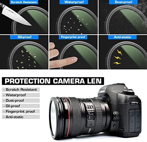 52мм Променлива ND Филтер За Објективот На Камерата | Прилагодлив ND2-ND1000 | 18 Повеќеслоен Слој/HD Schott Оптичко Стакло/Ултра