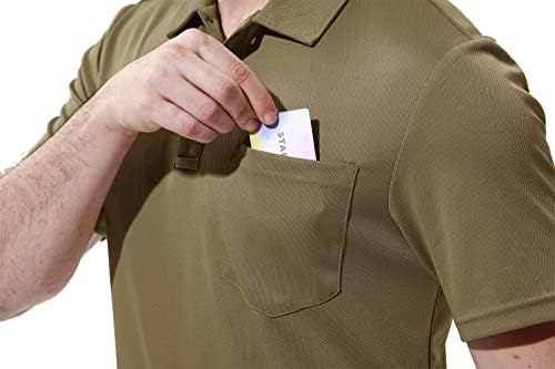 Машки маички од мажите од Ysento, суво вклопуваат кратки ракави за голф -маици со џеб