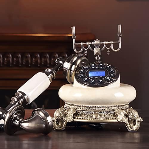 Ретро смола Телефон Антички фиксна телефонска телефонска фиксна дигитална копче за притискање за канцелариски домашен телефон
