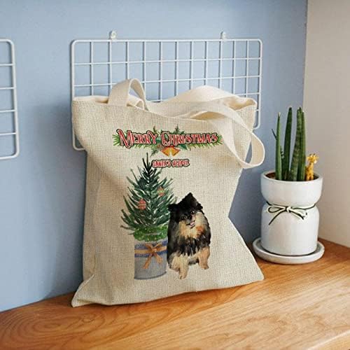 Среќни Божиќни миленичиња Дог од Санта, Помошник на санта, садови, бор со кутии за подароци, точки торба за жени, торбички