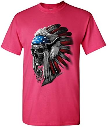 Главна маица за глава за череп, домородни американски starsвезди и ленти за маички маички маички