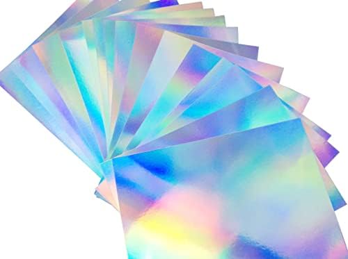 Caicxi Premium 15 листови ласерско огледало фолија од табла со пенливи разновидни бои картонички рефлексивни, сјајни постери од табла 8,5
