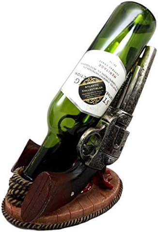 Нов западен шест стрелец каубојски двојна револвер пиштоли држач за шише со вино, фигура EB-5152GIF уникатни родендени за домашни декории Innabest