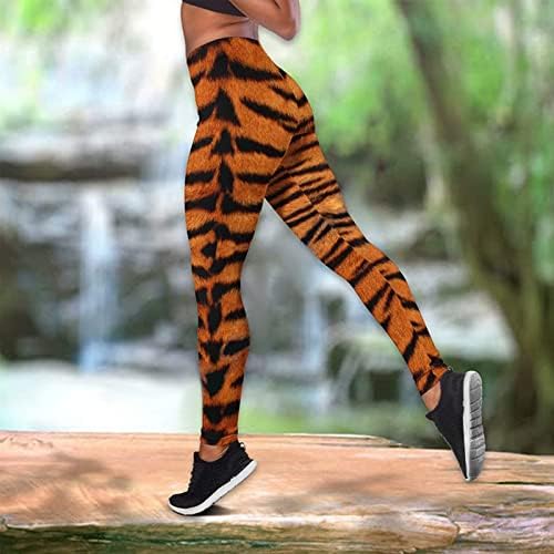 Персонализирани мемли 3Д тигар за печатење на јога - Отворен резервоар со високи хеланки на половината, панталони за вежбање јога