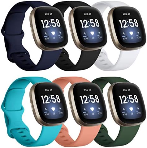ZHParts опсези компатибилни со Fitbit Sense/Versa 3, Soft TPU Sport Strap Band, замена Верса 3 Sense Smartwatch Smartwatch Smartwatch