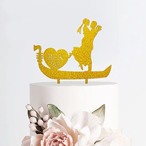 Дрвени Персоналните Свадба Торта Топпери Прилагодено Семејство Име Г-дин &засилувач; Г-Ѓа Злато Сјајот Торта Топпер Смешни Огледало Торта