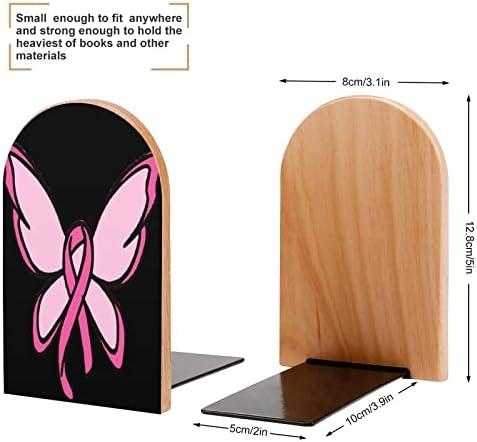 Рак На дојка Лента Пеперутка Печатени Дрво Книга Завршува Не-Пропадна Декор Книга Мал За Канцеларија Дома 1 Пар