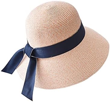 Капчиња за плажа за жени широко гребени сонце со вратоврска спакувани летни слама капачиња за женски одмор флопи преклопен сонх