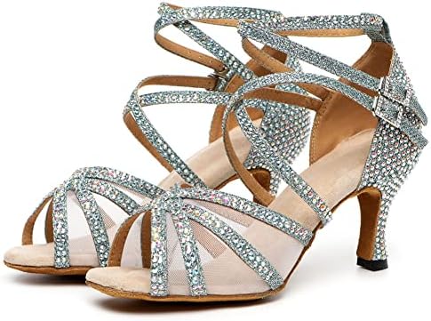 Ykxlm Ballroom Dance Shoes Professional for Women Latin Salsa вежбајте чевли за танцување