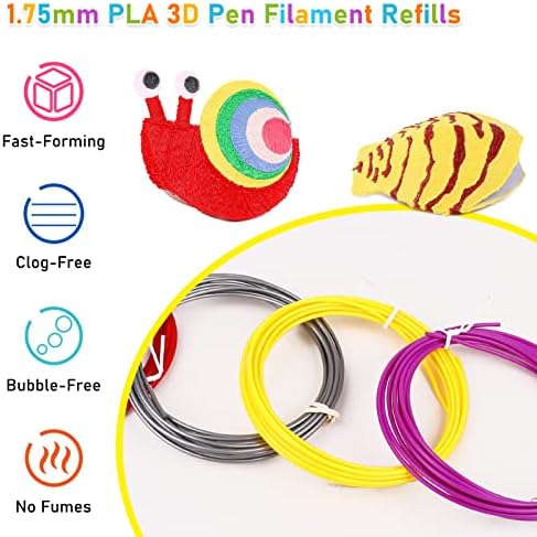 Firos 3D Pen Prinails Refills, 12 бои 3D Pen Pla Filament, секоја боја 9,84 стапки, вкупно 118 стапки 3D печатено пенкало PLA филамент, компатибилен