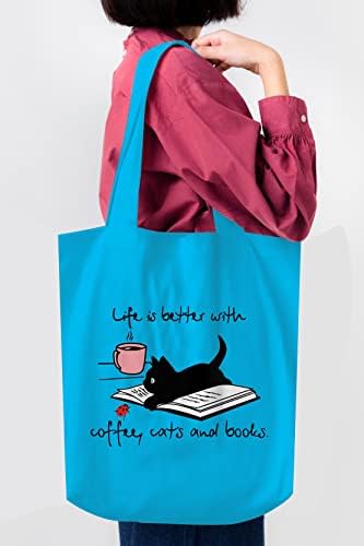 Симпатична торба за платно за жени - естетска голема торба за плажа, симпатична за наставници за книги за намирници за купување намирници