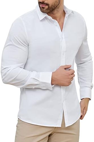 Машки за машка маичка без кошули со брчки, цврсто копче со долги ракави надолу по обична памучна кошула