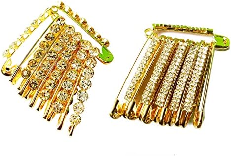 Златна боја Големи камења и двојни линиски дијаманти Дизајн за безбедност или сет на игла за серии - 24 компјутери