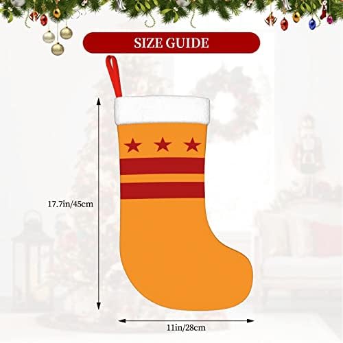 Cutedwarf Flag of Washington D.C. Божиќно порибување Божиќно декорација Класичен 18 инчи камин виси чорап