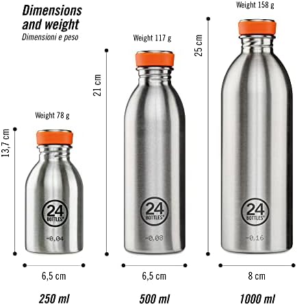 Урбано шише 24bottles - шише со вода 34oz/17oz/8oz, капакот на доказ за протекување, шишиња со ултралејт вода, изработени од не'рѓосувачки