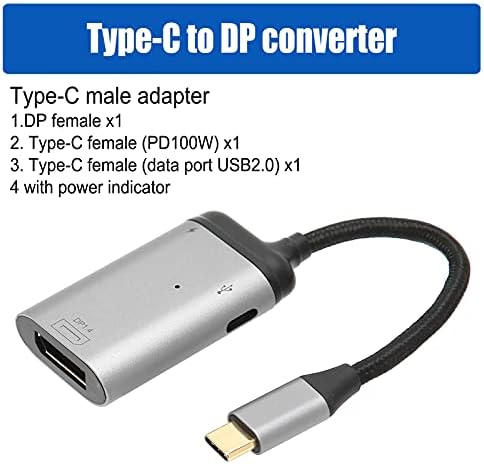 USB C до Mini DisplayPort адаптер, 100W преносен тип - C за да се прикаже адаптер за испорака со испорака на електрична енергија, тип - C до