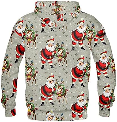 Badhub Men's Zip Up Hoodie Christmas 3D печатен пулвер со тешка категорија Зимска маичка руно Шерпа наредена топла јакна