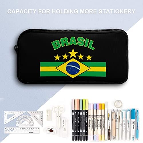 Случај со молив во бразил знаме за голем капацитет за складирање на торбичка со молив со молив за возрасни за тинејџери