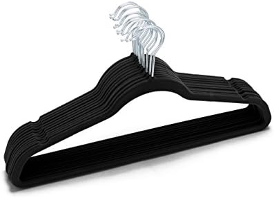 Jeronic Ultra тенки нелизгачки кадифени облеки за закачалка, пакет од 50, црна боја