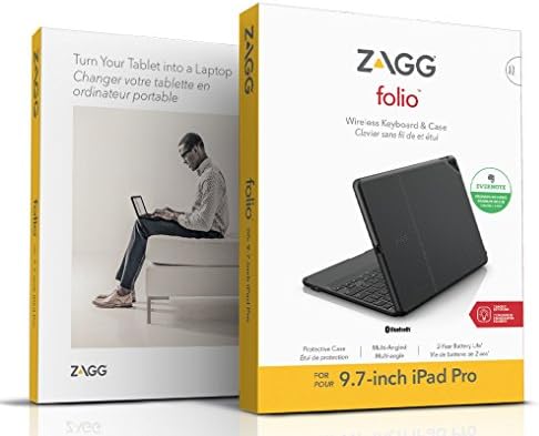 ZAGG Folio Case, Hinged со тастатура со Bluetooth Bluetooth за Apple iPad Pro 9,7 -инчи - црна