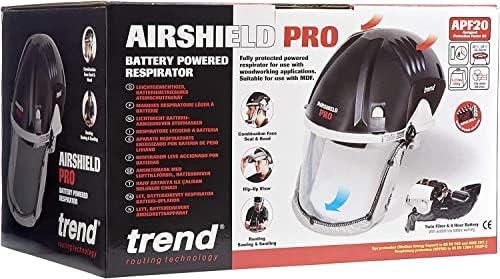 Trend AirSthield Pro Full FaceShield, заштитник на прашина, напојувана со батерии, циркулирачка маска за обработка на дрво, Air/Pro