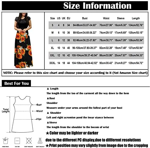 Fragarn женски фустани миди должина, женски моден случај на обичен печатење на вратот со кратки ракави со долги фустани со
