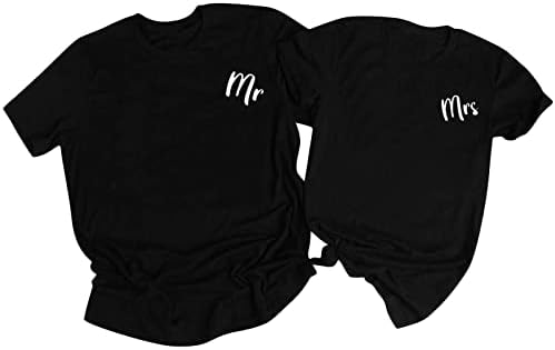 Денот на вinesубените, совпаѓање на маички за двојки усни loveубов срце Гном печати кратки ракави од вратот маж и жена лабава вклопена плус големина