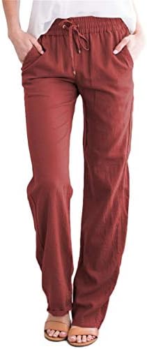 Женски џемпери на женските џемпери со широки панталони за нозе памучни јога кои трчаат спортувајќи со панталони со џебови